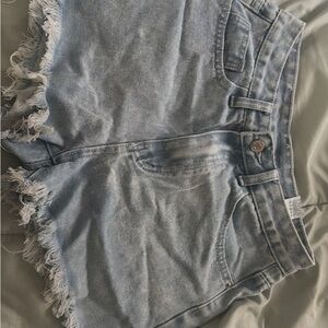 Denim Frayed Hem Women Shorts